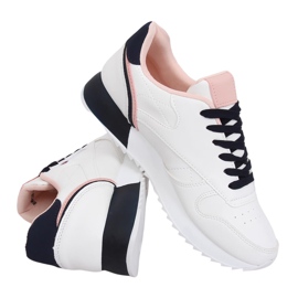 Chaussures de sport femme blanches BK938 BLANC / MARINE bleu marine