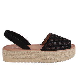 Noir WH931 Sandales espadrilles ajourées noires