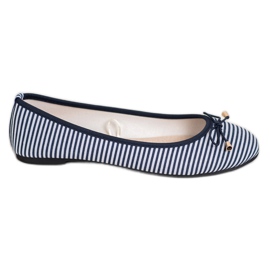 SHELOVET Ballerine à rayures blanc bleu marine