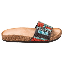 Bona Pantoufles Avec Des Perles multicolore Bona Pantoufles Avec Des Perles multicolore