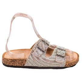 Bona Pantoufles Élégantes Avec Boucle doré