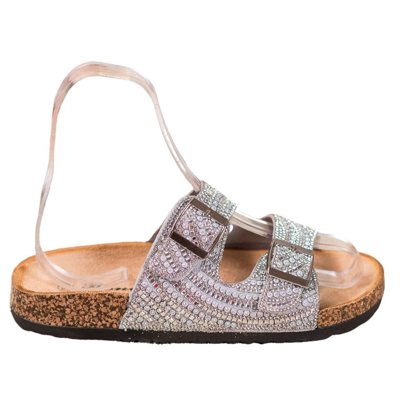 Bona Pantoufles Élégantes Avec Boucle gris Bona Pantoufles Élégantes Avec Boucle gris