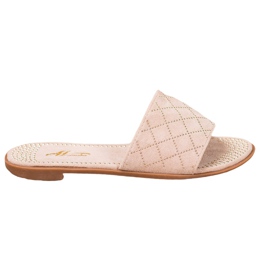 SHELOVET Pantoufles en daim élégantes beige
