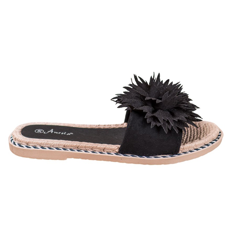 Anesia Paris Pantoufles élégantes avec ornement le noir