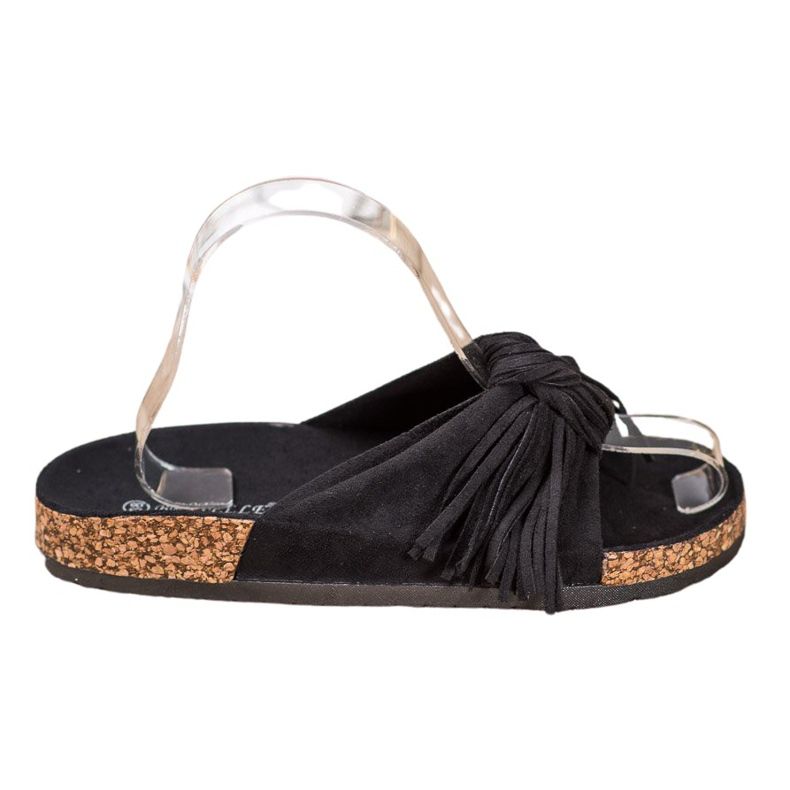 Bestelle Pantoufles En Daim Avec Franges le noir