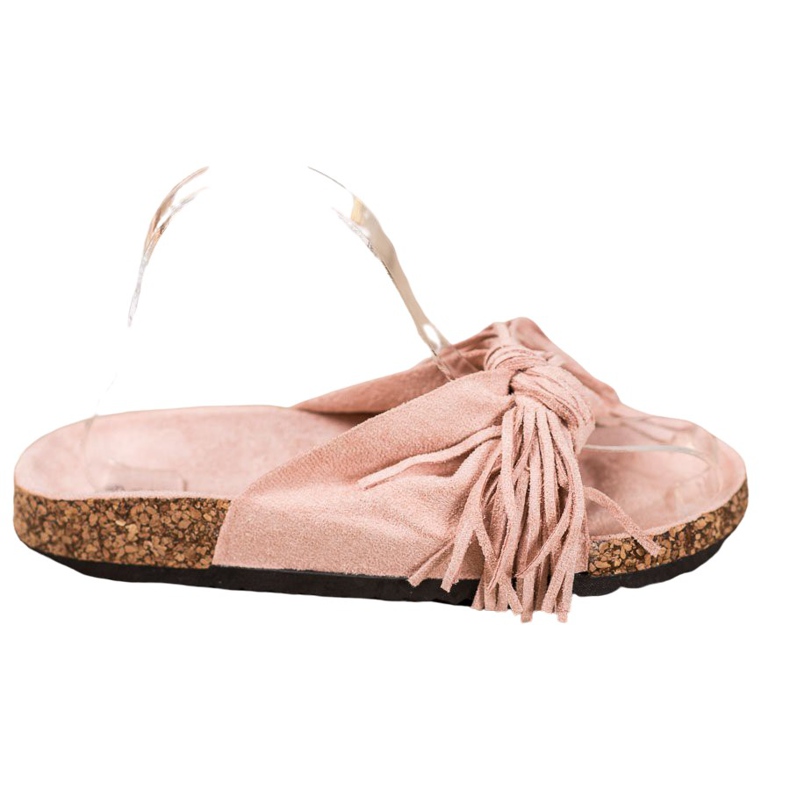 Bestelle Pantoufles En Daim Avec Franges rose