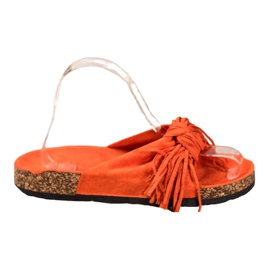 Bestelle Pantoufles En Daim Avec Franges orange