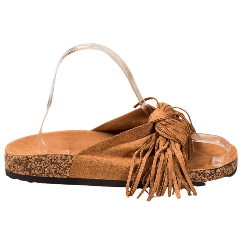 Bestelle Pantoufles En Daim Avec Franges brun