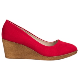 Goodin Escarpins compensés en daim rouge