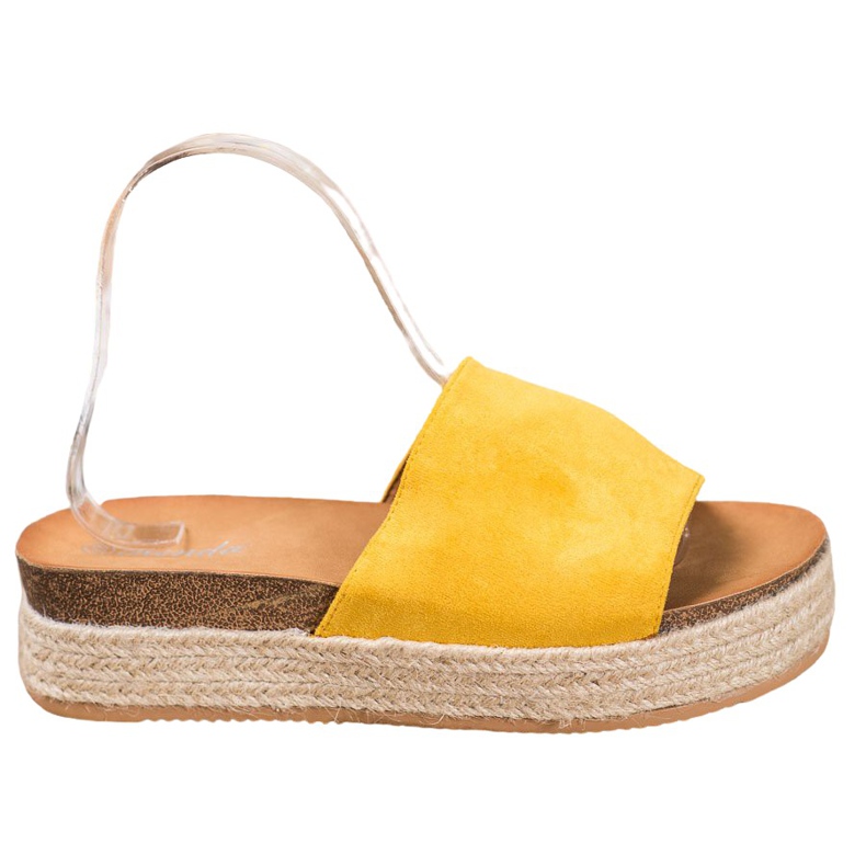 Renda Pantoufles En Daim Sur La Plateforme jaune