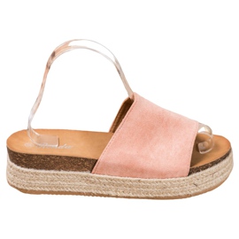 Renda Pantoufles En Daim Sur La Plateforme rose