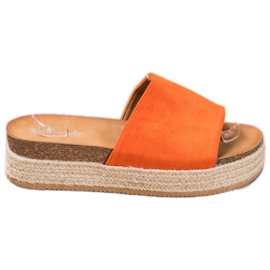 Renda Pantoufles En Daim Sur La Plateforme orange