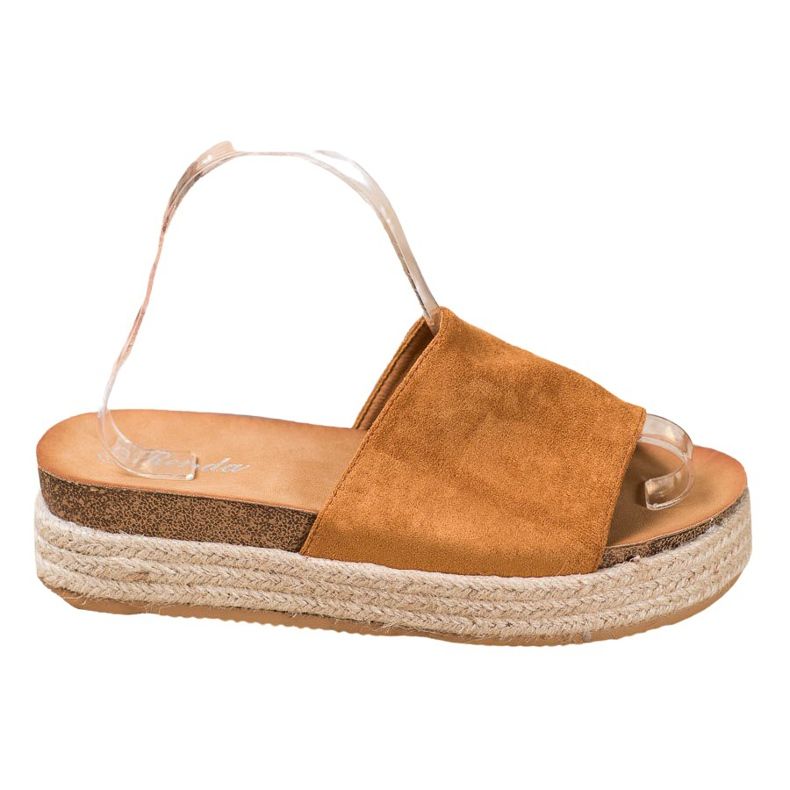 Renda Pantoufles En Daim Sur La Plateforme brun