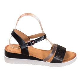 Renda Sandales compensées en cuir écologique noir