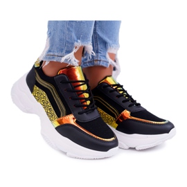 Chaussures De Sport Pour Femmes Semelle Épaisse Noir Lavish le noir jaune