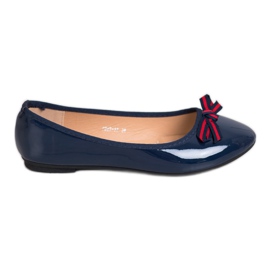 SHELOVET Ballerine Avec Un Noeud bleu marine bleu