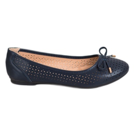 SHELOVET Ballerine Ajourée Avec Eco Cuir bleu marine