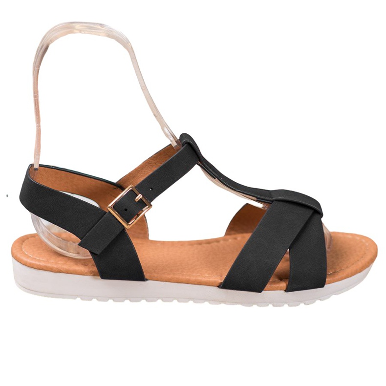 SHELOVET Sandales en textile noires