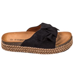 Comer Pantoufles Sur Une Haute Plate-Forme noir