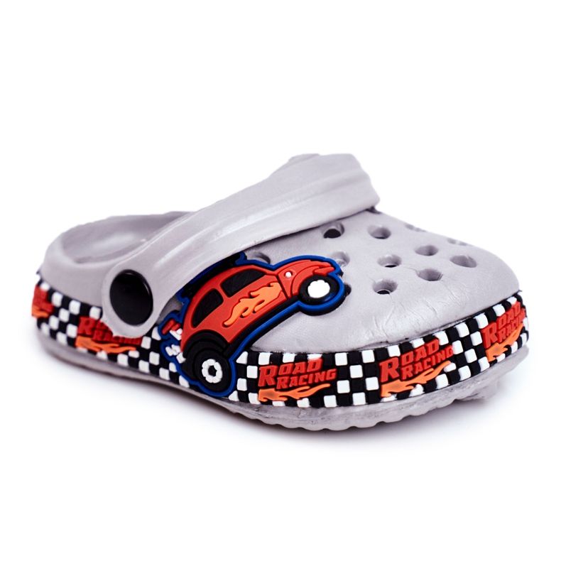 Giolan Chaussons Mousse Enfant Kroks Grey Road Racing rouge orange gris Giolan Chaussons Mousse Enfant Kroks Grey Road Racing rouge orange gris