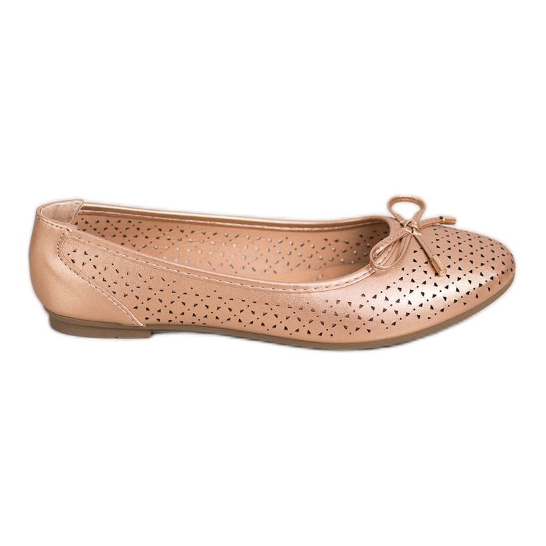 SHELOVET Ballerine Ajourée Avec Eco Cuir d'or