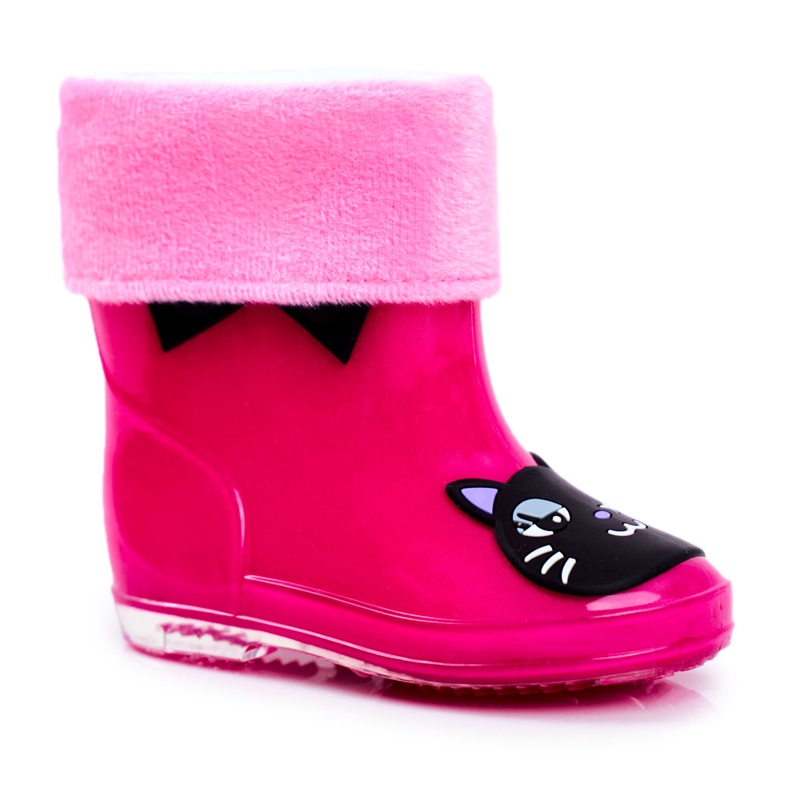 Bottes de pluie en caoutchouc pour enfants Chat Rose le noir Bottes de pluie en caoutchouc pour enfants Chat Rose le noir