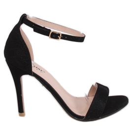 Noir GG-85P Sandales noires sur épingle