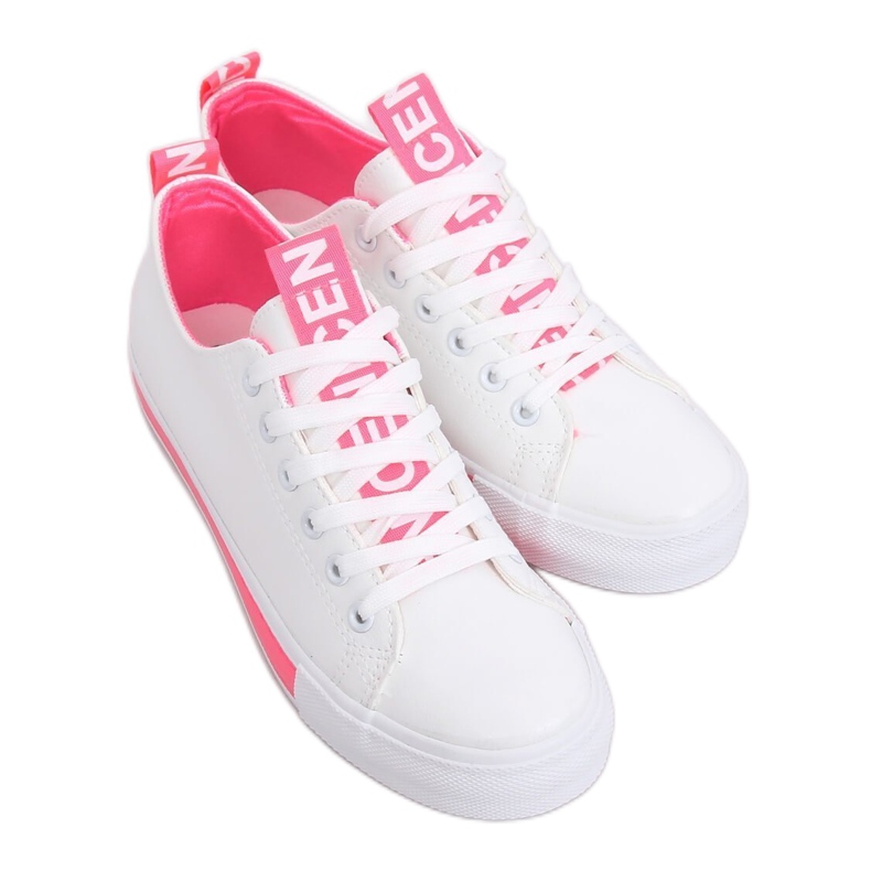 Baskets femme blanches LA70P Fushia