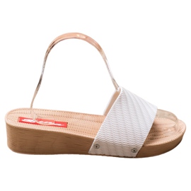 Bona Pantoufles compensées élégantes blanc