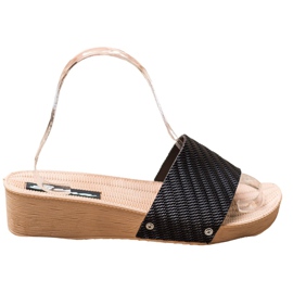 Bona Pantoufles compensées élégantes noir