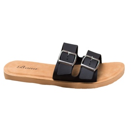 Bona Pantoufles Classiques Avec Boucle noir