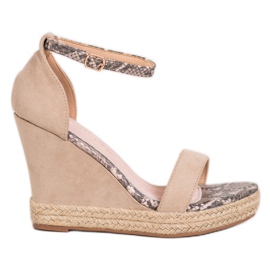 Goodin Sandales compensées en daim beige