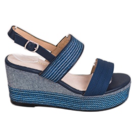 Goodin Sandales bleu marine sur un coin Goodin Sandales bleu marine sur un coin