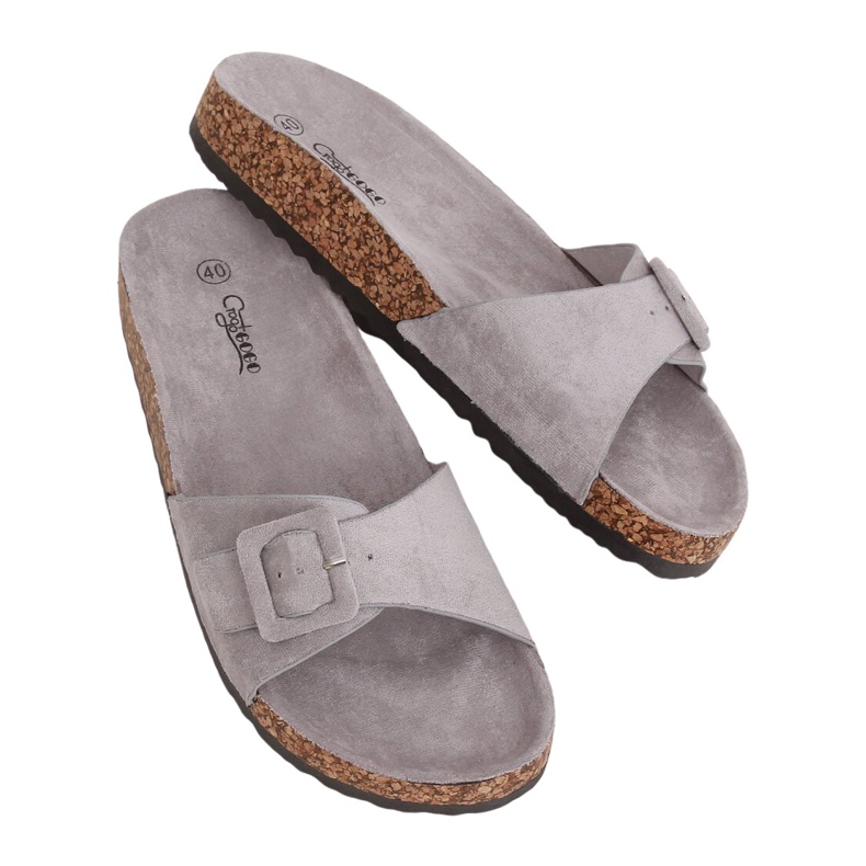 Gris G-5026 Chaussons semelle liège gris