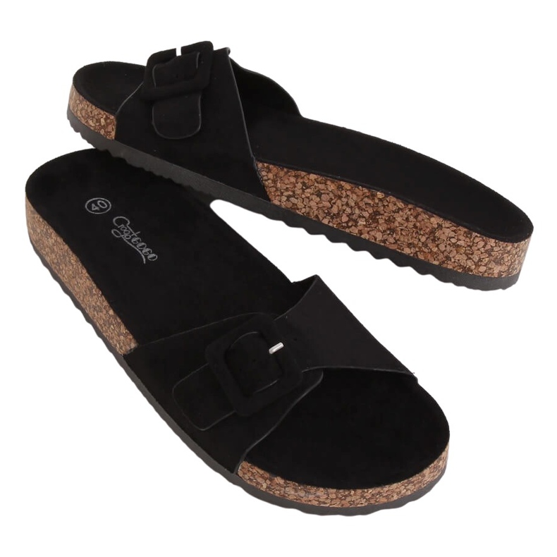 Noir G-5026 Chaussons semelle liège noir le noir