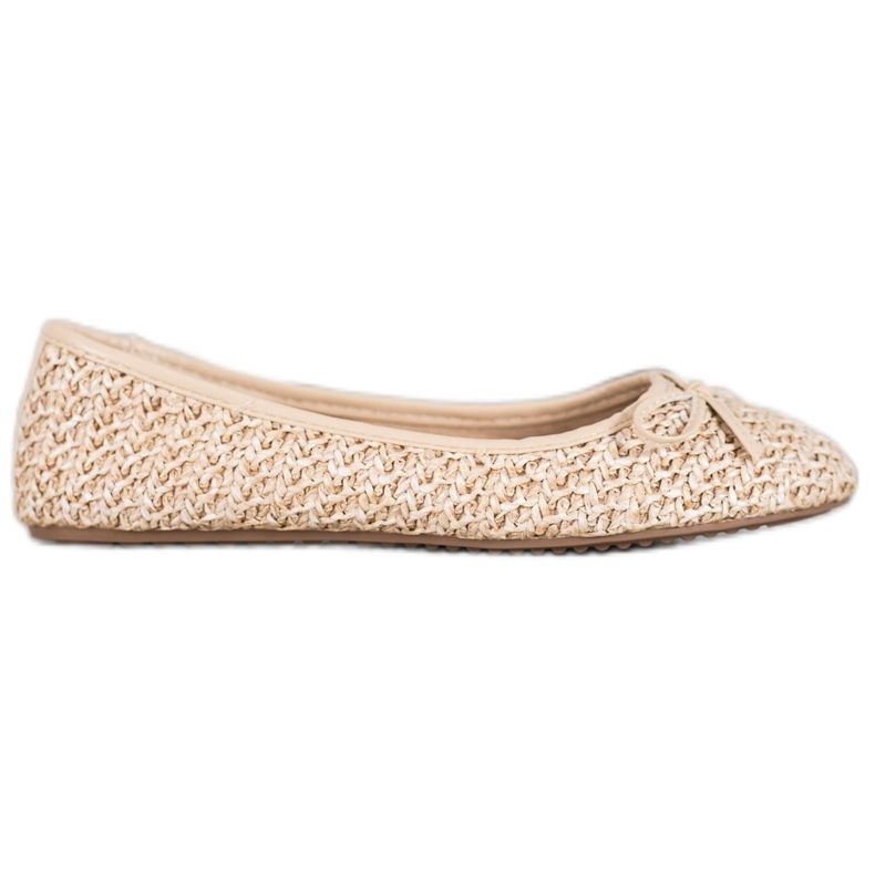 SHELOVET Ballerine Tressée Avec Un Noeud beige