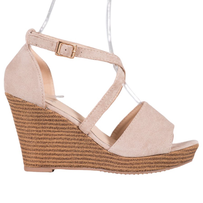 Small Swan Chaussures compensées en daim beige