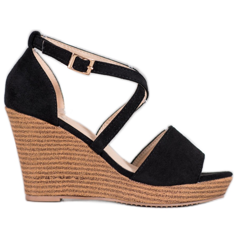 Small Swan Chaussures compensées en daim noir le noir