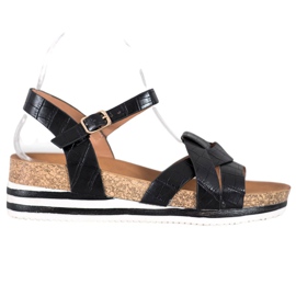 Comer Sandales noires avec cuir écologique le noir Comer Sandales noires avec cuir écologique le noir