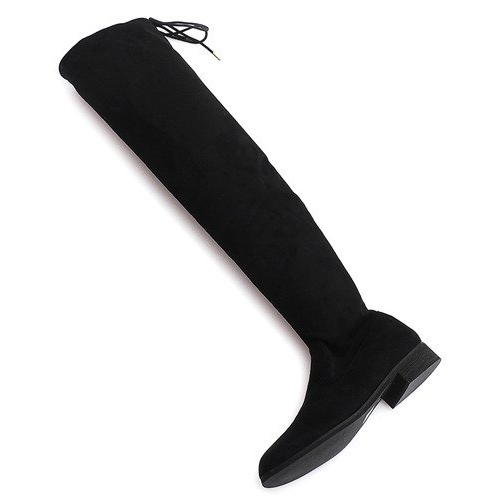 Bottines Hautes En Daim Lycra 3037 Noir blanche