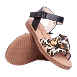 FRROCK Sandales Enfant Avec Velcro Panterka Mimi brun le noir orange