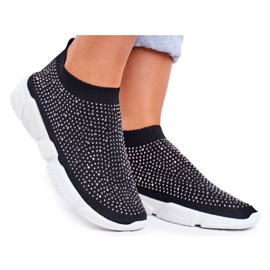 PS1 Chaussures de Sport Slip-On pour Femmes Noir avec Cubic Zirconia Milodin