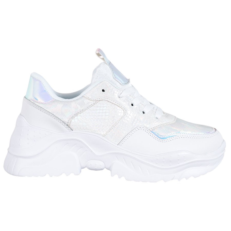 SHELOVET Baskets en cuir écologique blanche gris SHELOVET Baskets en cuir écologique blanche gris