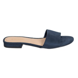 Goodin Tongs sur un talon plat bleu marin