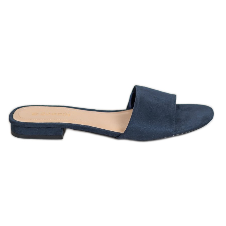 Goodin Tongs sur un talon plat bleu marin