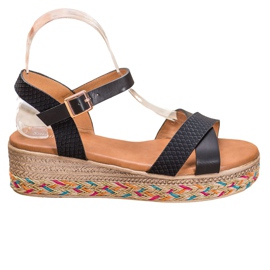 Small Swan Sandales à la mode avec cuir écologique noir