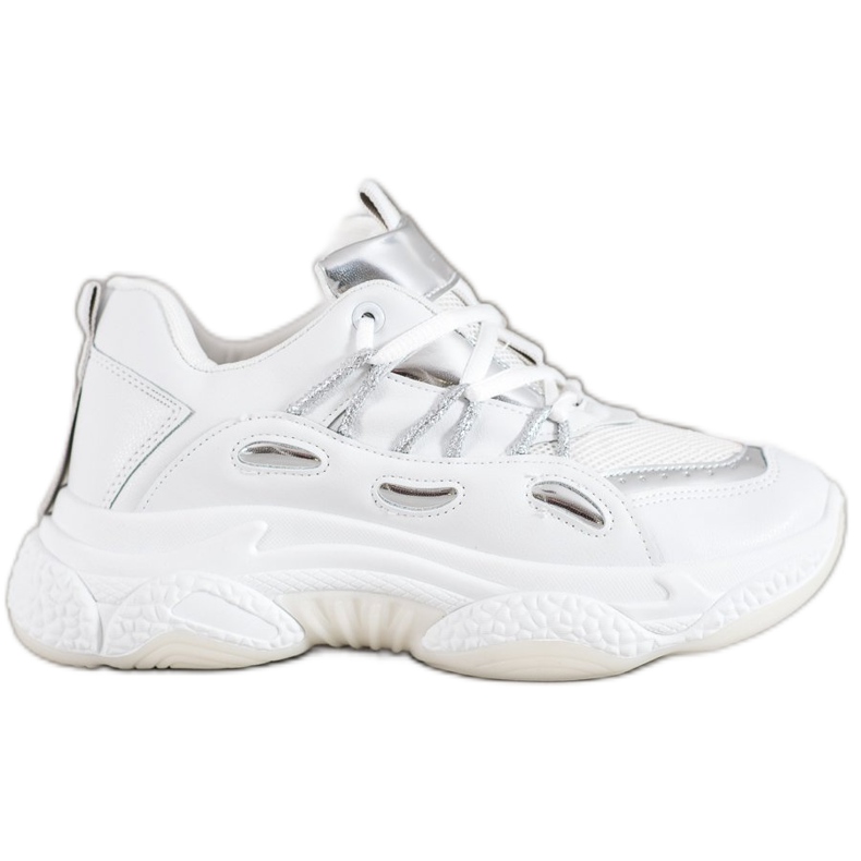 SHELOVET Baskets blanches en cuir écologique gris