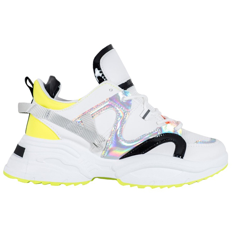 Weide Baskets mode blanche le noir gris jaune