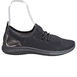 SHELOVET Baskets ajourées nouées le noir
