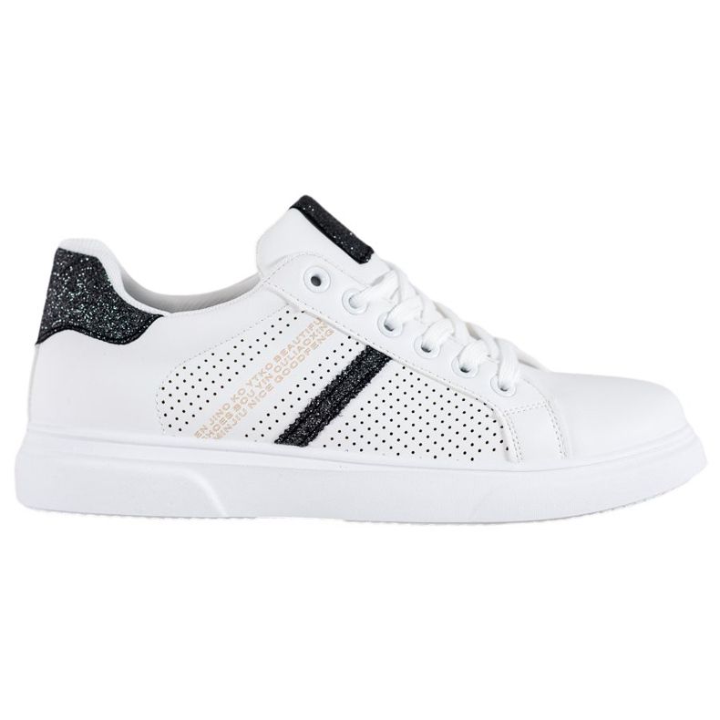 SHELOVET Baskets blanches ajourées le noir